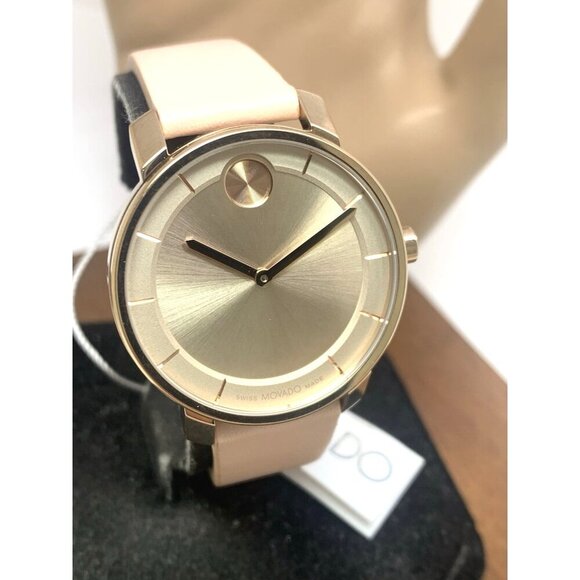 Movado Women\'s Watch 3601078 Bold Swiss Quartz Rose Gold Pink Leather 34mm main image 6